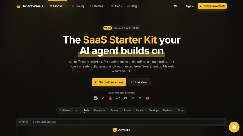 A screenshot of GenerateSaaS