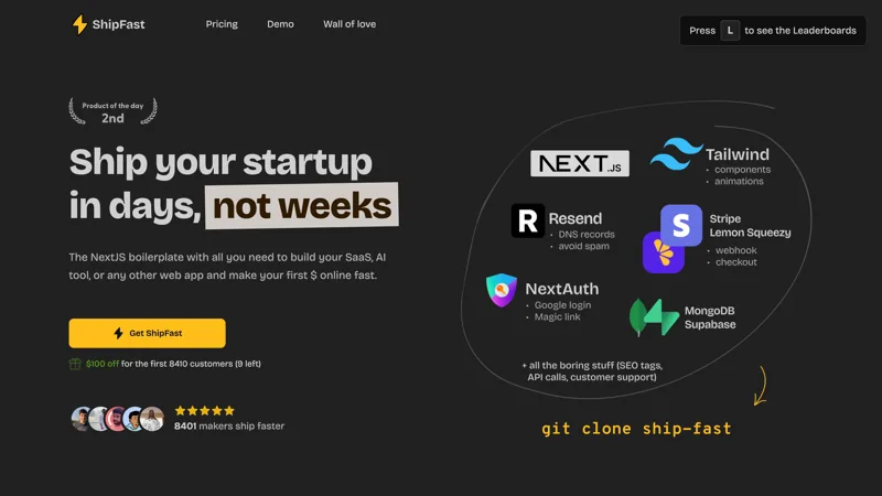 A screenshot of ShipFast