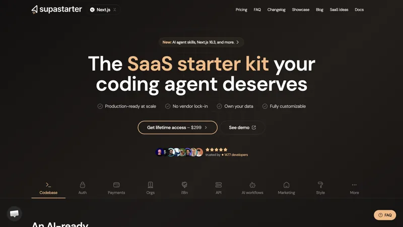 A screenshot of supastarter